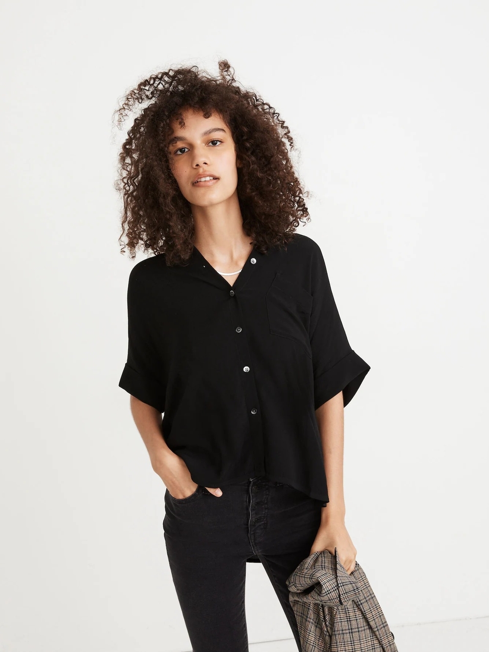 Madewell Daily Drapey Shirt Blavk Size L